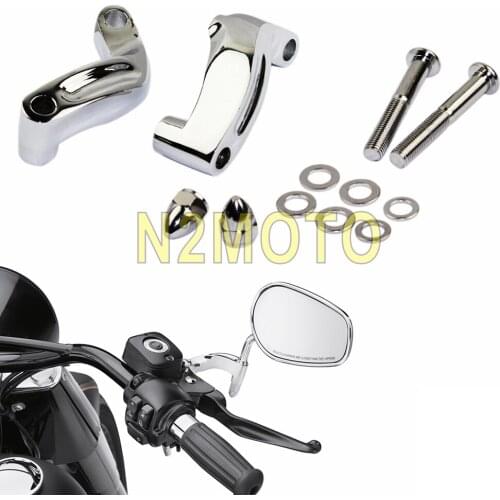 Chrome Mirror Extension Adapter Adaptor Kit Aluminum Mirror Relocation Adapter for Harley Softail Fatboy Dyna Street Glide 09-14