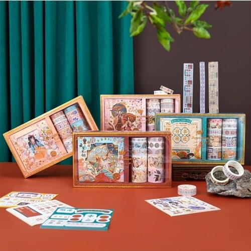 Exquisite antique beauty washi masking tape and sticker set diy diary photo album planner gift stationery tape stickers set