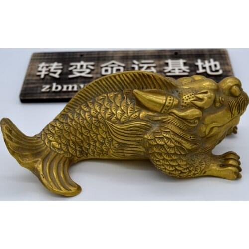 Exquisite decoration 100% Brass Antique pure copper faucet fish body animal sculpture Ornament Christmas Ornament