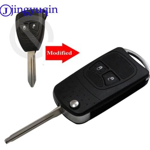 Jingyuqin Remote Flip Folding Car Key Shell Stying For Chrysler For Jeep Compass For Dodge Wrangler Patriot Case Fob 2 Buttons