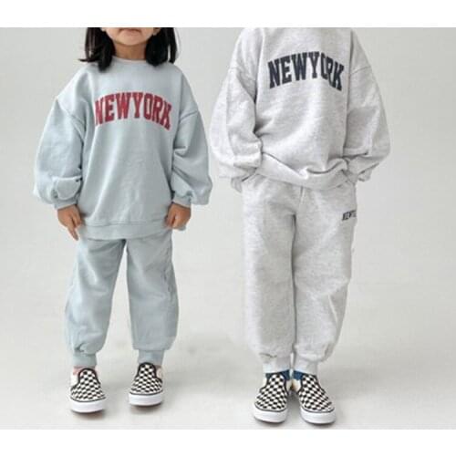 Children Clothing Set Boys Suit Autumn 2021 Letter Print Girls Sport Suit Sweater shirt + Pants Kid Sporty Casual Outerwear