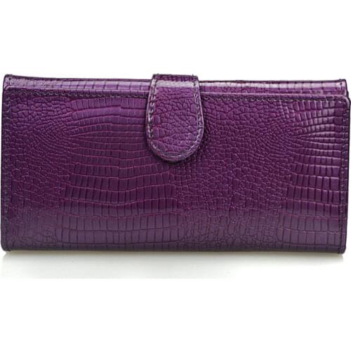 Pattern Crocodile Wallet Women Leather Wallet Trifold Long Patent Leather Women Purse Zipper Female Coin Bag Wallet