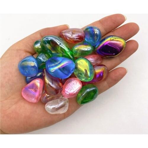 Beautiful 50g Natural Crystal Rainbow Colorful Electroplated Titanium Aura Quartz Crystal Tumbled Stones Home Decoration