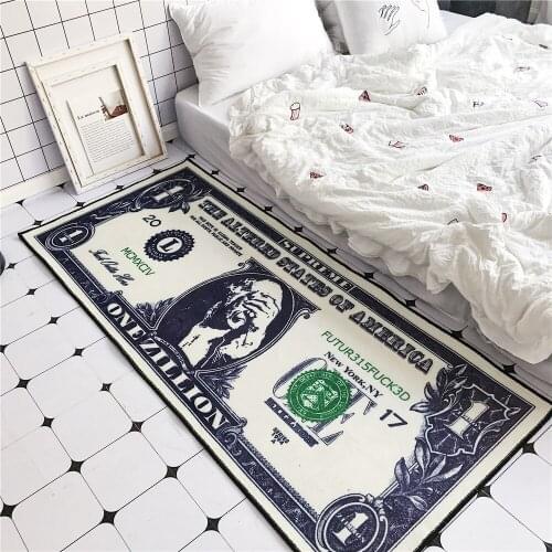 Creative dollar pattern floor mat Flannel HD printed Bedroom anti-slip carpet living room decoration door mat bedside Strip rug