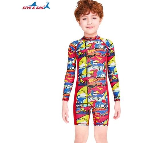 Boy Girl Long Sleeve Swimsuit UPF 50+ One Piece Surfing Suits Beach Swimwear Rash Guard Sun UV Protection Rash Guard