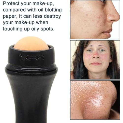 Oil-Absorbing Volcanic Face Roller Reusable Facial Skincare Tool for At-Home or On-the-Go Mini Massage Oil Control Stick