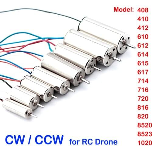 1PCS DC 3V-3.7V Coreless Motor 408 410 412 610 612 614 615 617 720 816 820 8520 8523 1020 High Speed DIY Quadcopter RC Drone