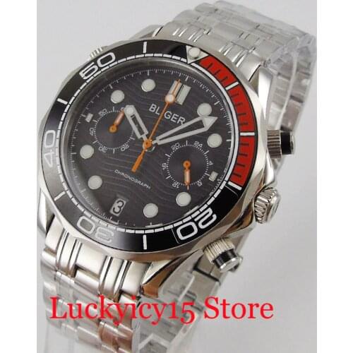 BLIGER Quartz Men Watch Sapphire Glass Date Window Rotating Bezel Chronograph Function