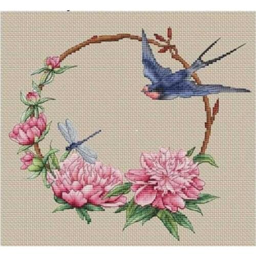 Peonies and swallows patterns counted 11CT 14CT Cross Stitch Set DIY Chinese Cross-stitch Kits Embroidery Needlework Home Deco