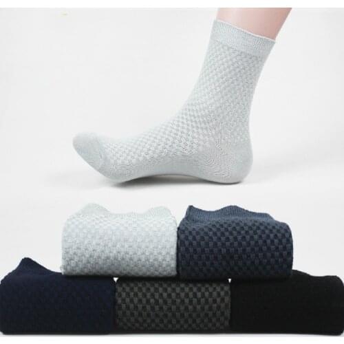 5 Pairs/Lots Men Socks Bamboo Fiber Anti-Bacterial Breatheable Autumn Long Business Casual Man Dress Black Sock Plus Size 38-44