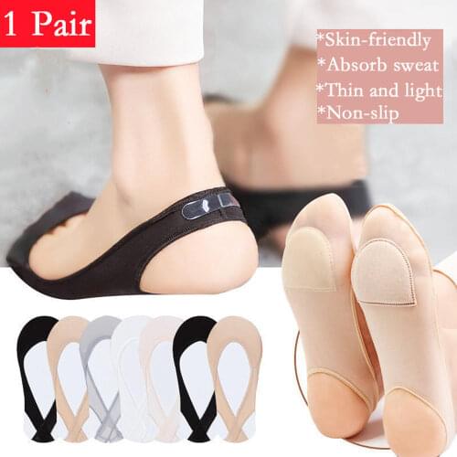 1 Pairs Invisible Boat Socks Women Summer Silicone Non-Slip Socks For High Heels Shoes Ice Silk Thin Half-Palm Suspender