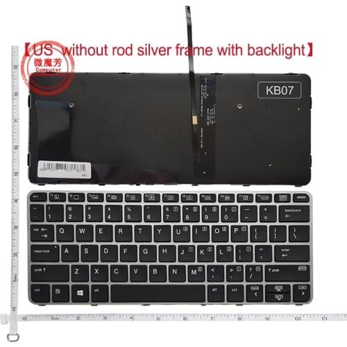 US NEW Laptop Keyboard For HP 820 G3 725 G3 828 G3 G4 Silver No lever No backlight English laptop