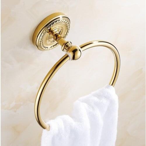 NEW Euro Golden Design Towel Ring /Fashion Art Wall Mount Bath Towel Holder &Towel Hanging Bathroom Accessories