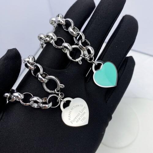 New Arrival Love Double Heart Enamel Ladie FOREVER LOVE Stainless Steel Necklace Drift Bottles Jewelry Wholesale Gift For Women