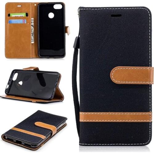 New Cowboy Jean&PU Leather Cases for Huawei P9 Lite Mini/Y6 Pro(2017) Kickstand Flip Mobile Phone Cases with Wallet Card Holders