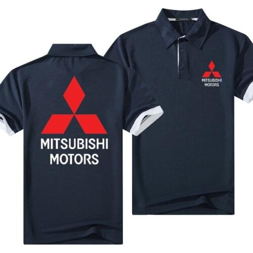 New Summer Mitsubishi Motors Brand Logo Lapel Polo Men Cotton Tee Shirts Casual Breathable Short Sleeve 5 Color