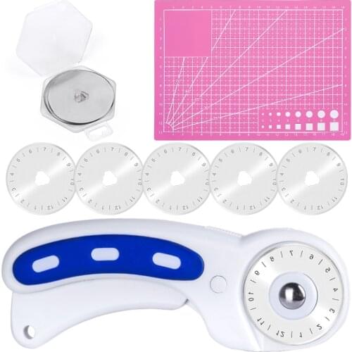 Nonvor 45mm Circular Rotary Blade Patchwork Fabric Cloth Cutter Leather Craft with Blades and A5 Cutting Mat for Quilting Tools