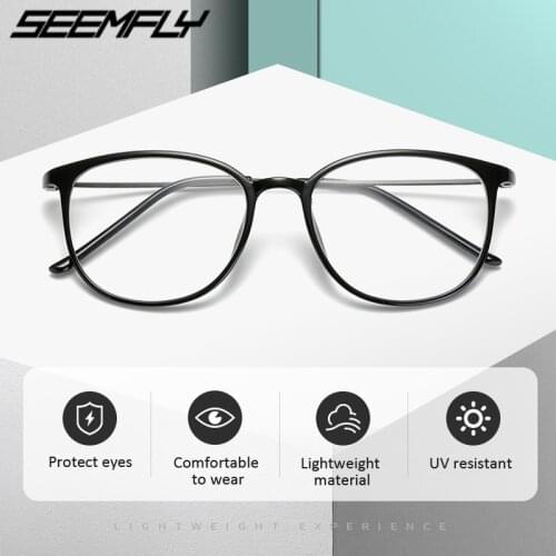 Seemfly -1.0 -1.5 -2.0 -2.5 -3.0 -3.5 -4.0 Finished Myopia Glasses Men Women Anti Blue Rays Square Student Eyeglasses Eyewear