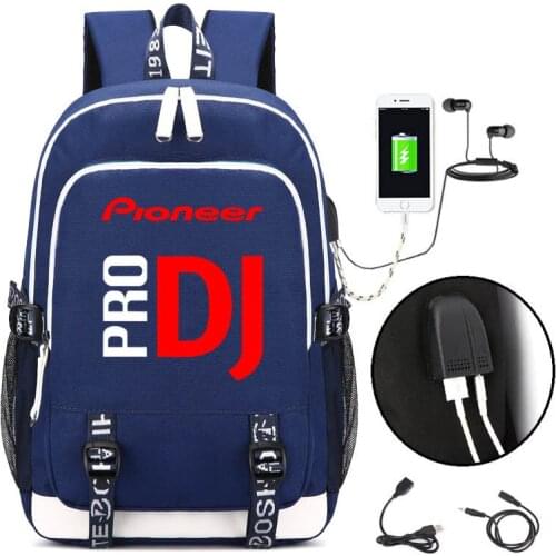 Pioneer DJ PRO laptop black backpack USB school bags for teenagers boys girls children fashion bookbag Travel satchel