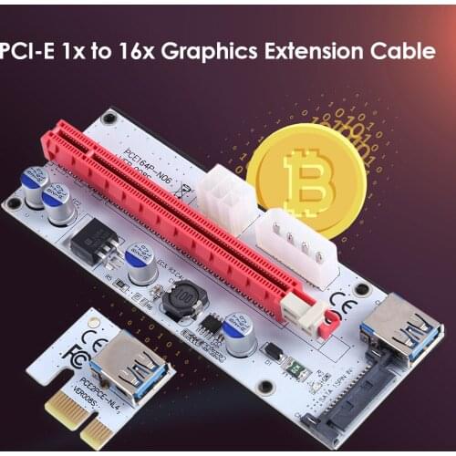 PCI-E GPU Riser Card 6Pin Power PCI Express 1X to 16X Extender Special Riser Card PCIe Converter forBTC Miner Mining