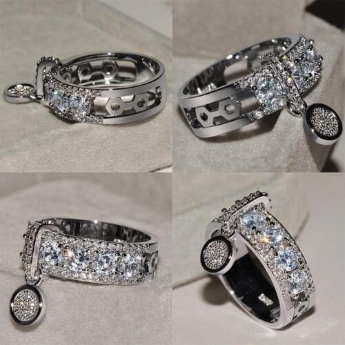 Vintage Rose Gold Filled Wedding bride Rings For Women New Arrival Fashion Jewelry Luxury White Zircon Engagement Ring