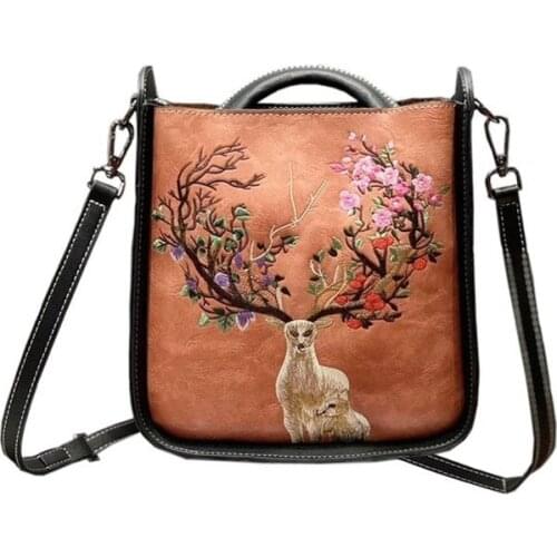 Bags women retro Chinese style PU leather embroidery luxury womens shoulder bag personality women handbag classic casual bag