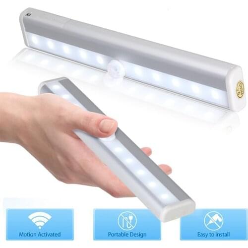 Motion Sensor Cabinet Lights Portable 10 LED Lighting Magnetic Stick-On Anywhere for Closet/Wardrobe/Cupboard White, Warm White