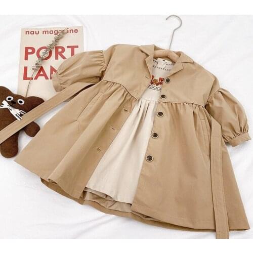 Girls Trench Coat Clothes Outerwear 2021 Kids Windbreaker Outwear Fall Winter Casual Style Childrens' Jacket Tops 1-7Y