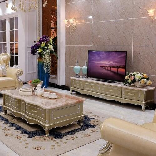 Jubaijia Huiou TV cabinet 1.4m solid wood tea table French champagne furniture f71