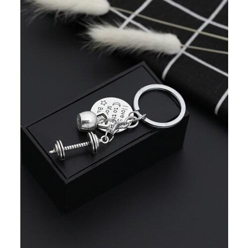 European and American Creative Fun Fitness Barbell Dumbbell Good Friend Keychain