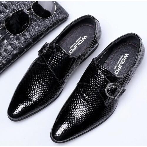 WOUFO Men's Patent Leather Shoes