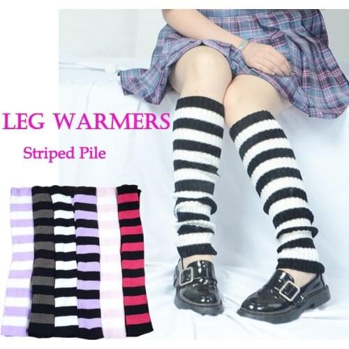 Japan Style Striped Knit Long Socks Women Outdoor Knee High Elastic Leg Warmers Winter Slim Gothic Hip-hop Punk Rock Socks