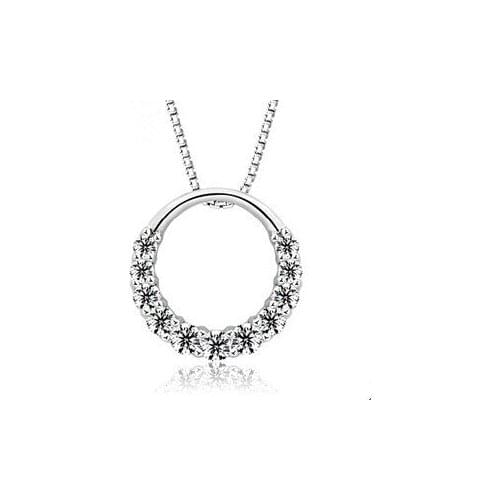 2016 New Arrival hot sell shiny zircon crystal circle 925 sterling silver ladies`pendant necklaces jewelry wholesale