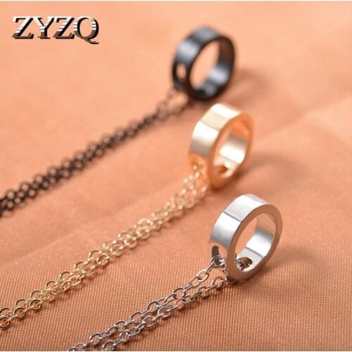 ZYZQ Korean Simple Metal Circle Geometric Necklaces Fashion Accessories Couple Necklaces Valentines Day Gift Wholesale Lots