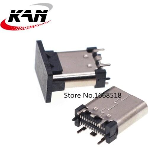 10pcs TYPE-C 24P female seat vertical SMT L=10.5 foot length 1.15 connector USB3.1 fast charging interface