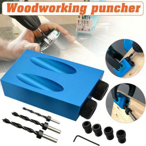 14PCS 15 Angle Woodworking Guide Positioner Kit 6/8/10MM Oblique Hole Locator