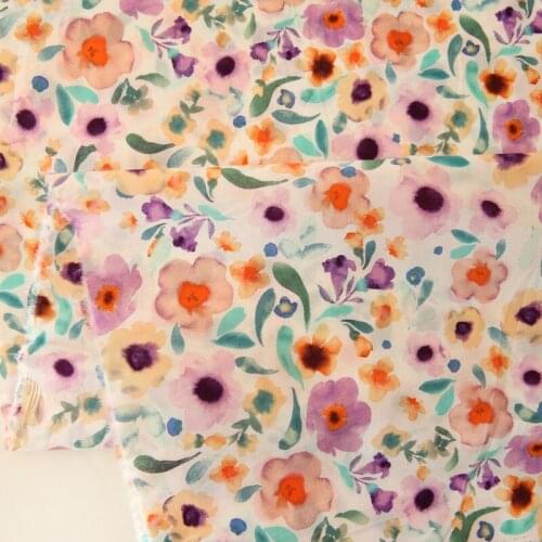 145x50cm Spring and Summer Thin Cotton Blooming Floral Patterned Fabric, Making Clothing Handmade Accessories Cloth