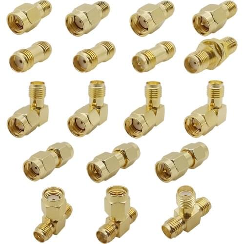 18Pcs/lot SMA Type Connector Kits SMA Male RP SMA Male to Female RP Female RF Coax Adapter Converter for WIFI Antennas FPV Drone