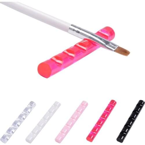 1Pc Nail Brush Stand 5 Grids Acrylic Rack Rest Painting Pen Holder Shelf Display Carrier Storage Tips Salon Manicure Tools