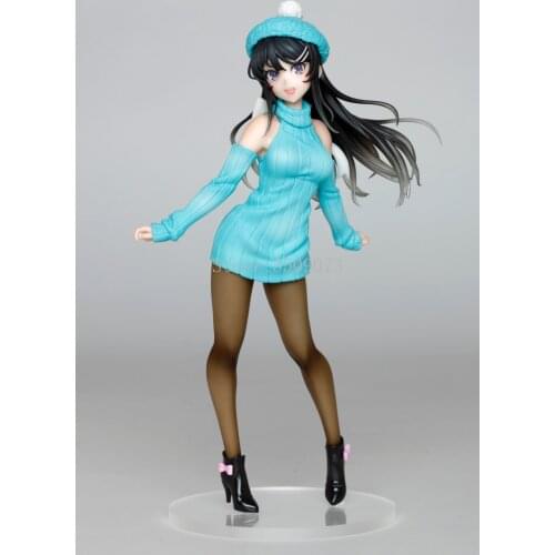 20cm Anime Figure Rascal Does Not Dream of Bunny Girl Sakurajima Mai Knit Dress PVC Action Figure Toy Collection Model Doll Gift