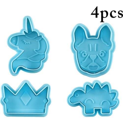 4Pcs Creative Cookie Cutter Set DIY Biscuit Press Stamp Embosser Kitchen Cookie Cutter Mold Decoration Tool Home Baking Supplies