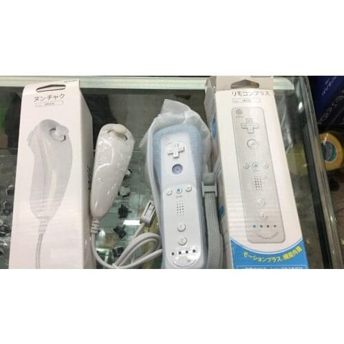 5Sets 2 In1 Built-in Motion Plus Wireless Gamepad Remote Controller For Wii Joystick Joypad White Black Colors