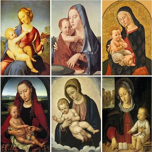 5D Diamond Painting Cross Stitch Virgin Mary Jesus Religion Icon DIY Diamond Embroidery Full Square Round Drill Room Home Decor