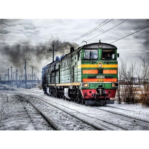 5D DIY Full Drill Square Round Resin Diamond Art Painting "Train" Cross Stitch Embroidery Mosaic New Arrival Home Decoration