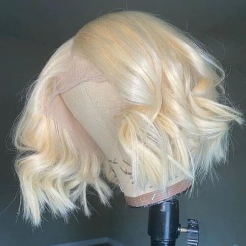 613 Short Cut Bob Body Wave Lace Frontal Wig For Women Human Remy Hair With Baby Hair Preplucked Brazilian Can Dye Straight