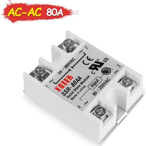 AC-AC SSR-80AA 24-380VAC Output SINOTIMER 80A Single Phase Solid State Relay SSR Without Cover