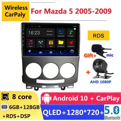 6G RAM 2 din android 10 car radio auto stereo for Mazda 5 2 CW 2005 2006 2007 2008 2009 navigation GPS DVD Multimedia Player