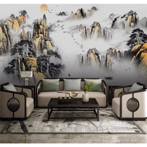 Beibehang Custom Abstract ink golden landscape Photo Wallpaper for Wall Painting Living Room Sofa TV Background Mural Wall Paper