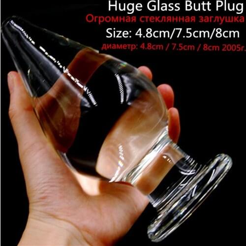16cm Large Anal Plug Big Transparent Crystal Glass Butt Plug Vagina Ball Adult Masturbate Huge Anal Sex Toys For Women Men Gay