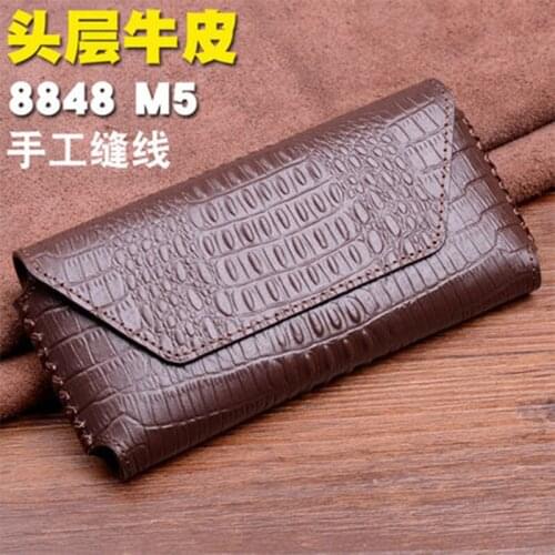 Handmade Custom Phone Pouch for 8848 M5 Luxury Genuine Leather Case for 8848M5 Fashion Cover + Tempered Glass Screen Protector